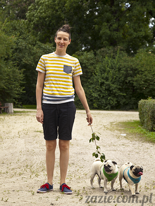 mopsy Kumok i Miszur w parku Sue Ryder na Starej Ochocie mopsy Kumok i Miszur śmieszne psy pugs mopsiki