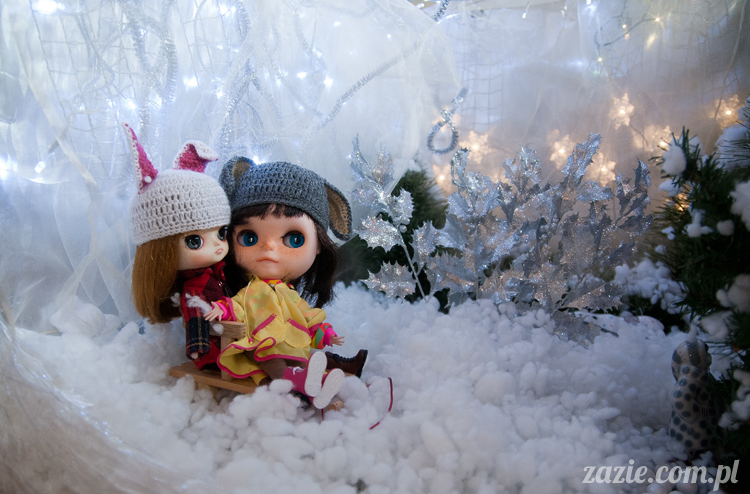 Christmas Xmas Dolls by Zazie, winter diorama with Blythe Simply Chocolate Dal Rot Chan Pullip Ddalgi